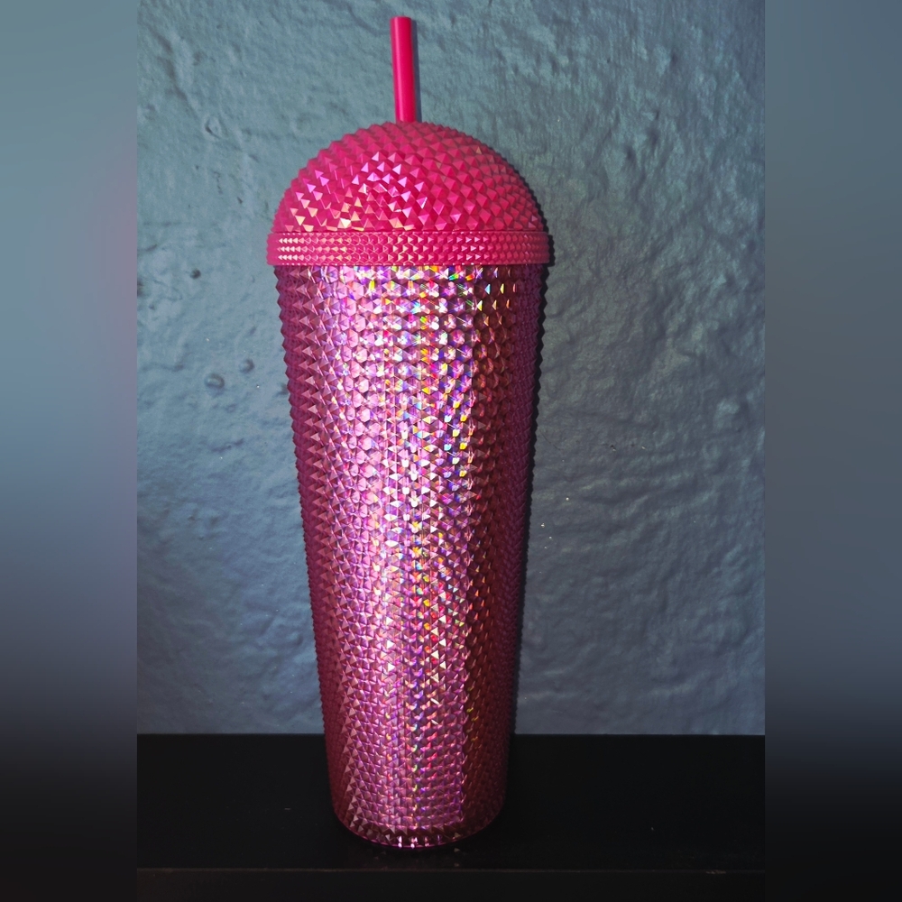 Starbucks 24oz Pink Studded Tumbler with Straw